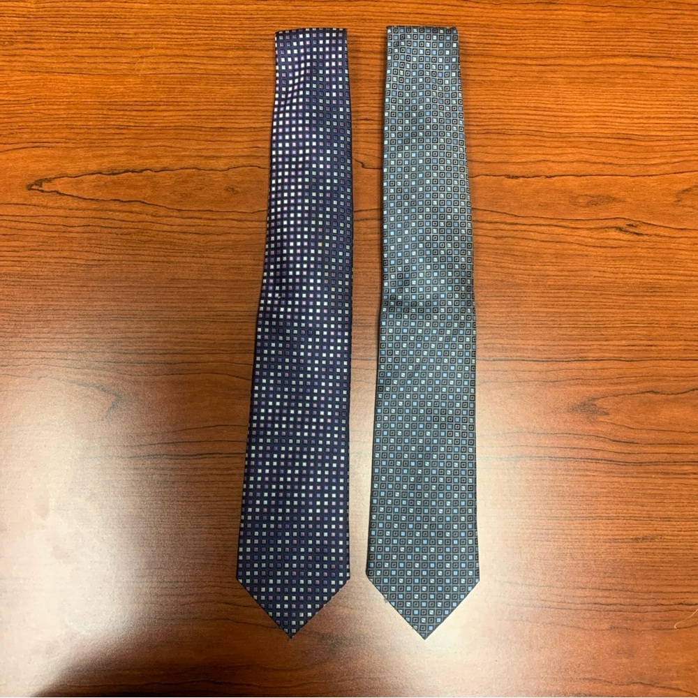 George Men's Geometric Ties - Dark Purple and Light Blue